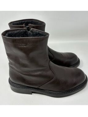 Martino Men's Brown Weatherproof Leather Zip-Up Winter Boots Size 8.5M